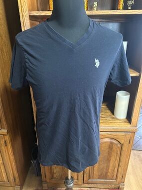 U.S. Polo Assn. Men’s V-Neck T-Shirt in Black with White Polo Logo